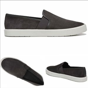 Vince Suede Leather Slip-On Sneakers In Steel